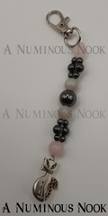 Rose quartz and hematite Cat clip on