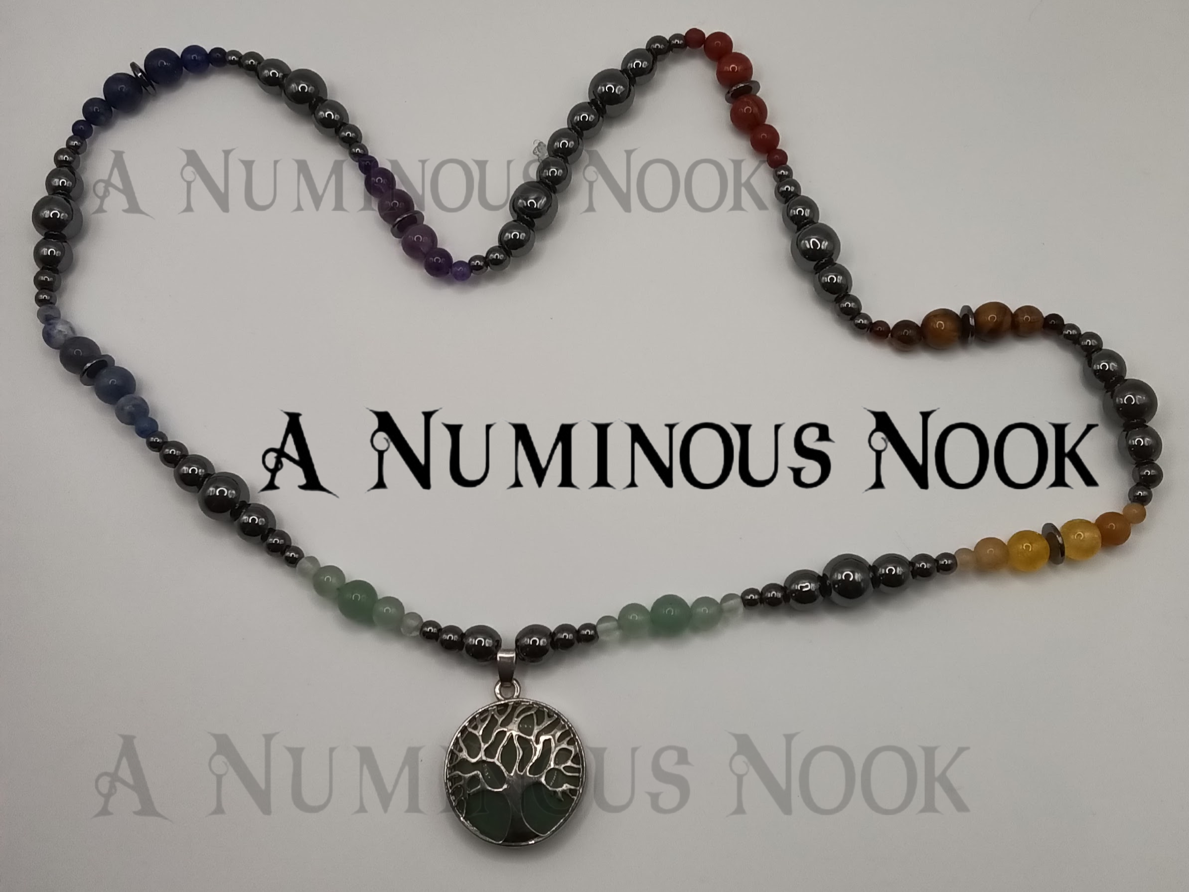 Green aventurine chakra tree necklace