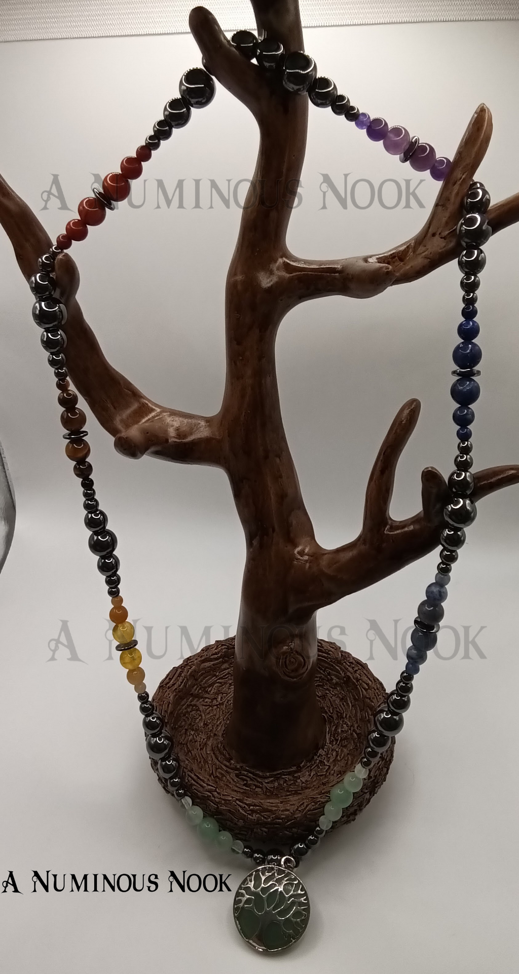Green aventurine chakra tree necklace