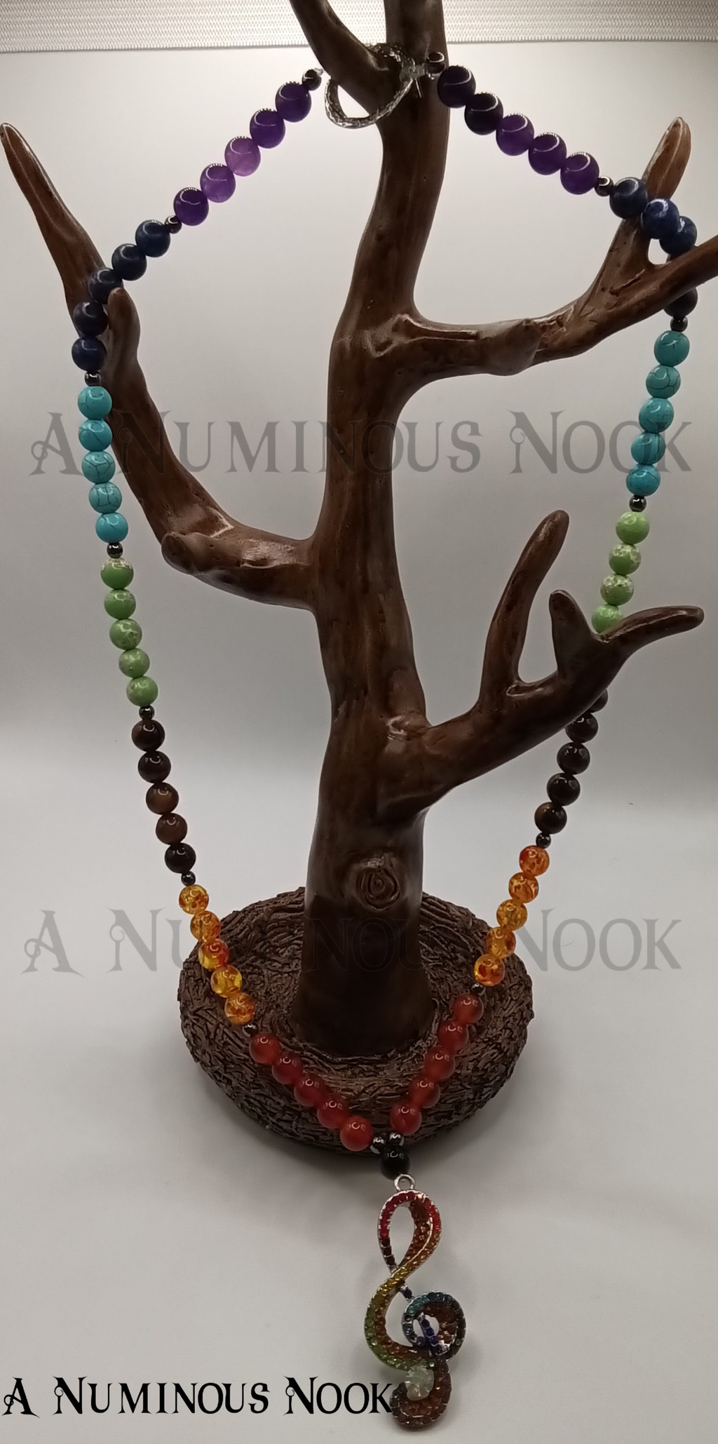 Music charm chakra necklace