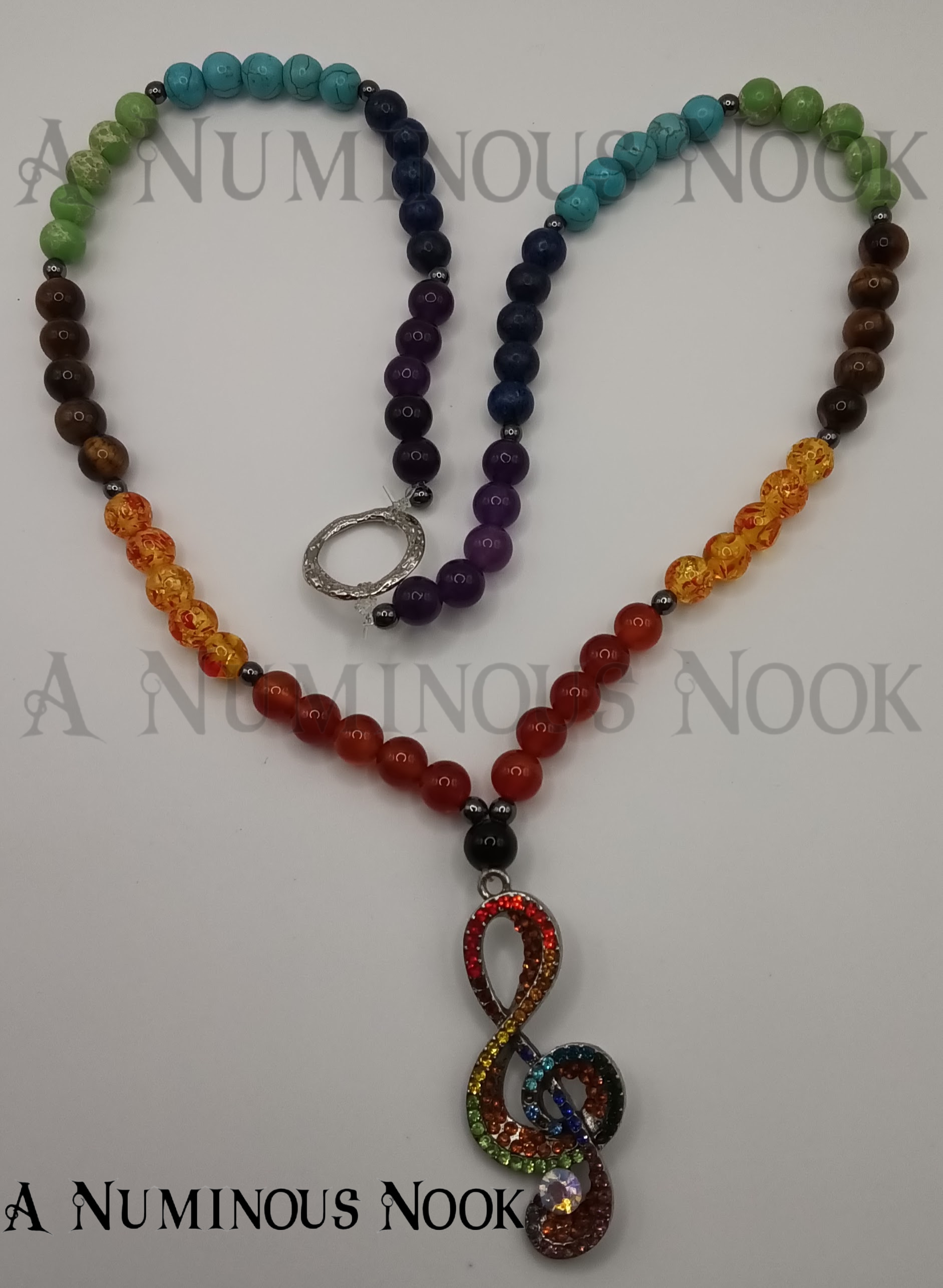 Music charm chakra necklace