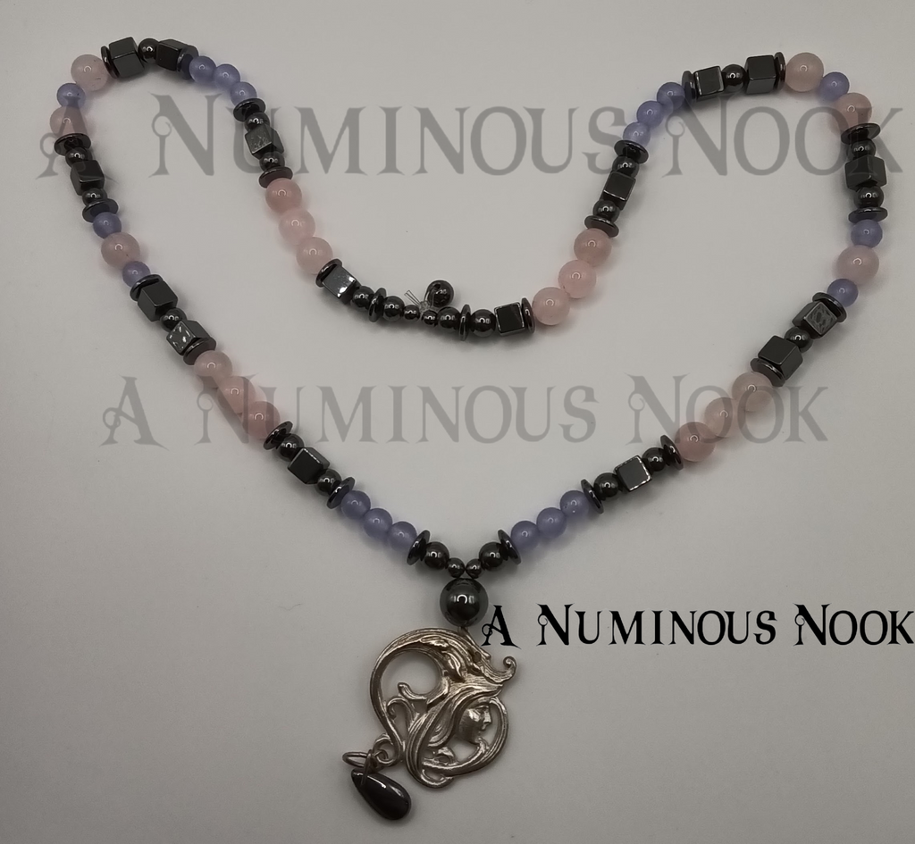 Rose quartz and hematite necklace