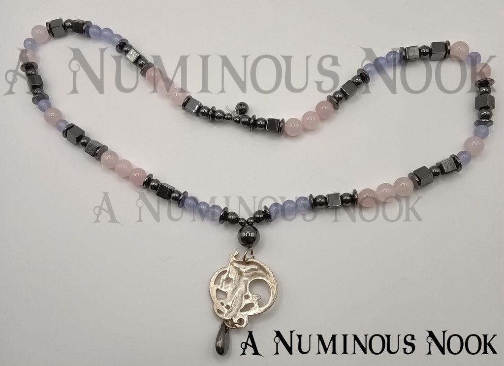 Rose quartz and hematite necklace