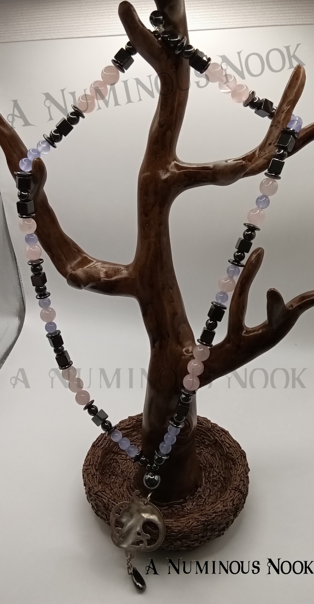 Rose quartz and hematite necklace