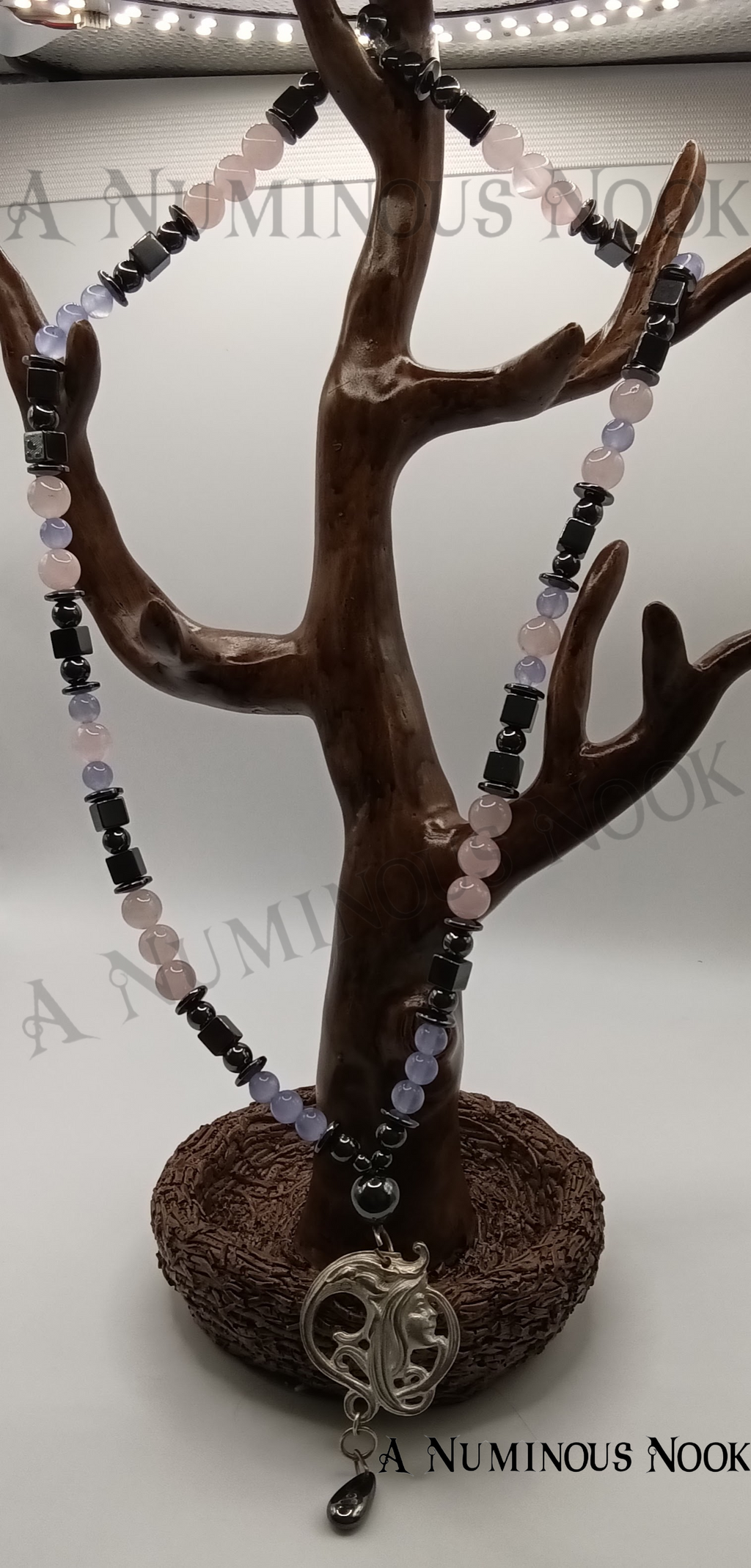Rose quartz and hematite necklace