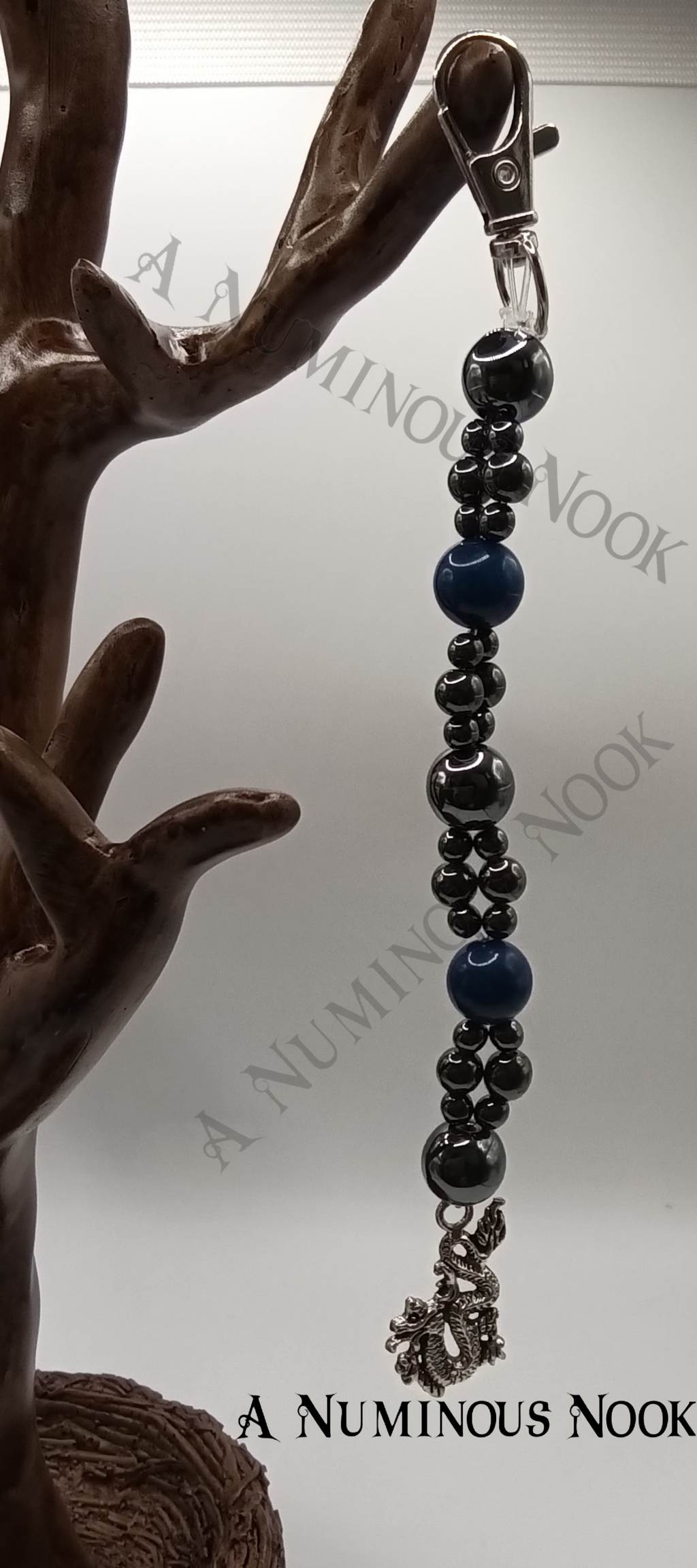 Lapis Lazuli and Hematite dragon clip