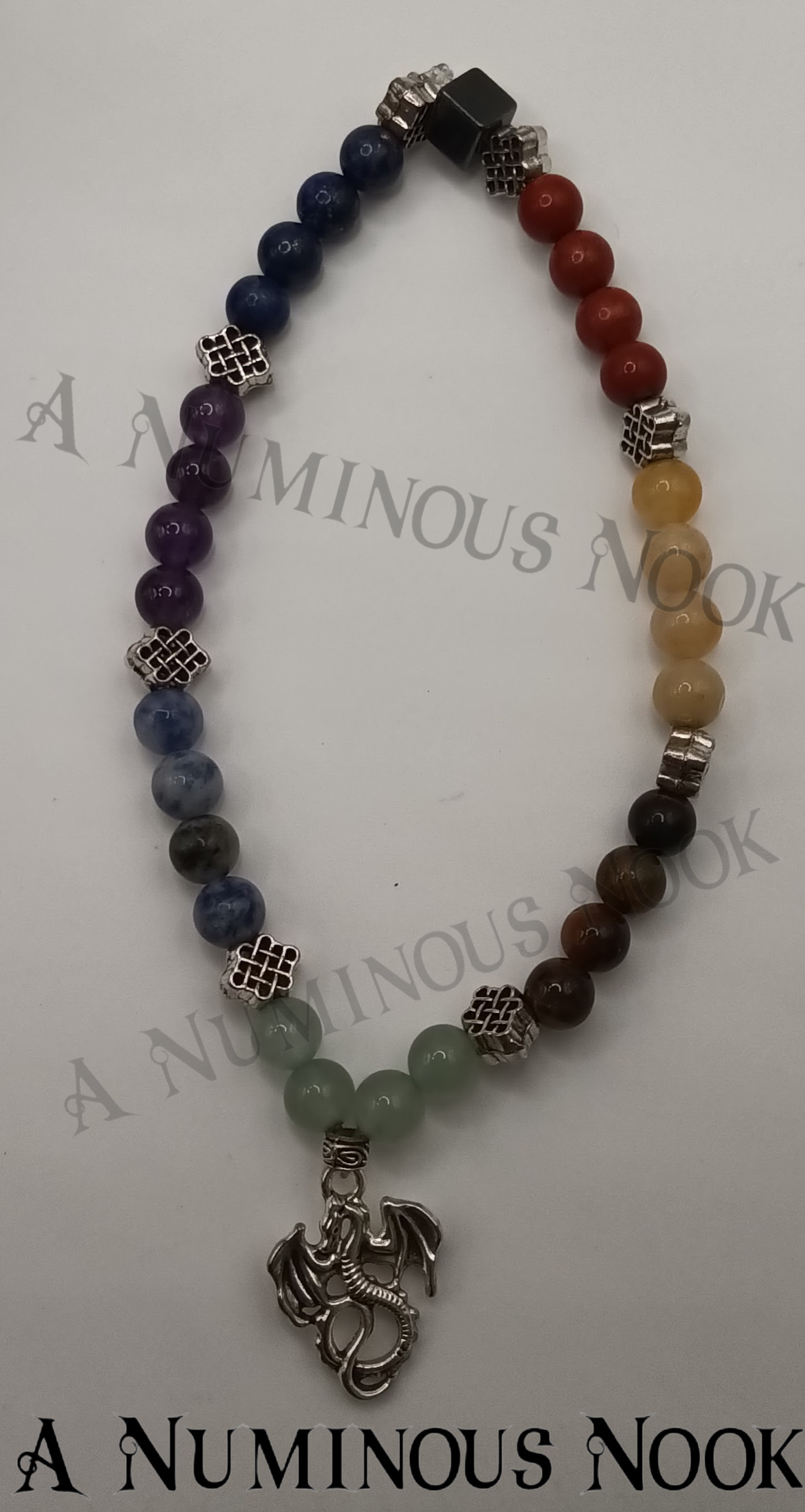 Dragon with wings charm chakra bracelet