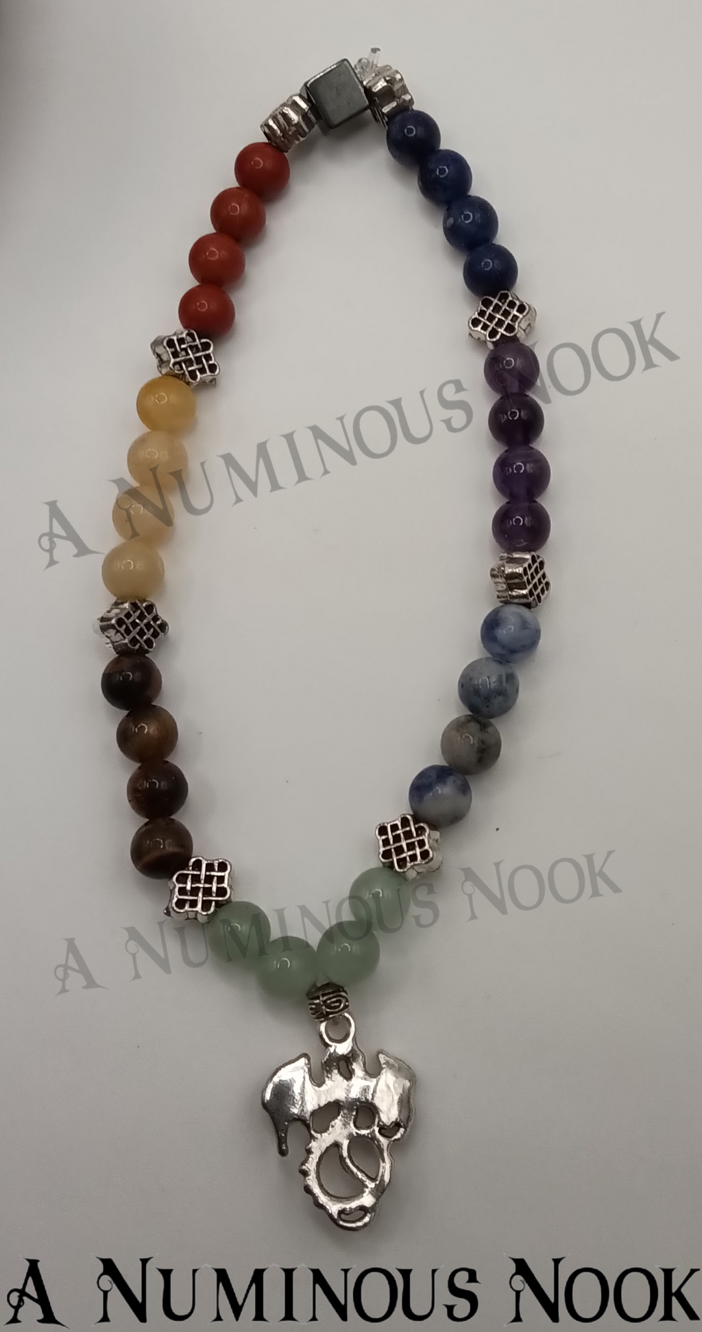 Dragon with wings charm chakra bracelet