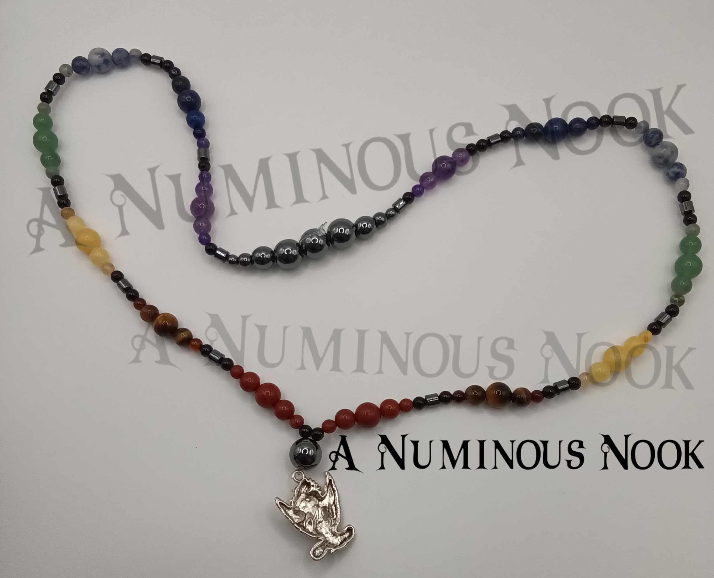 Dragon with wings chakra necklace
