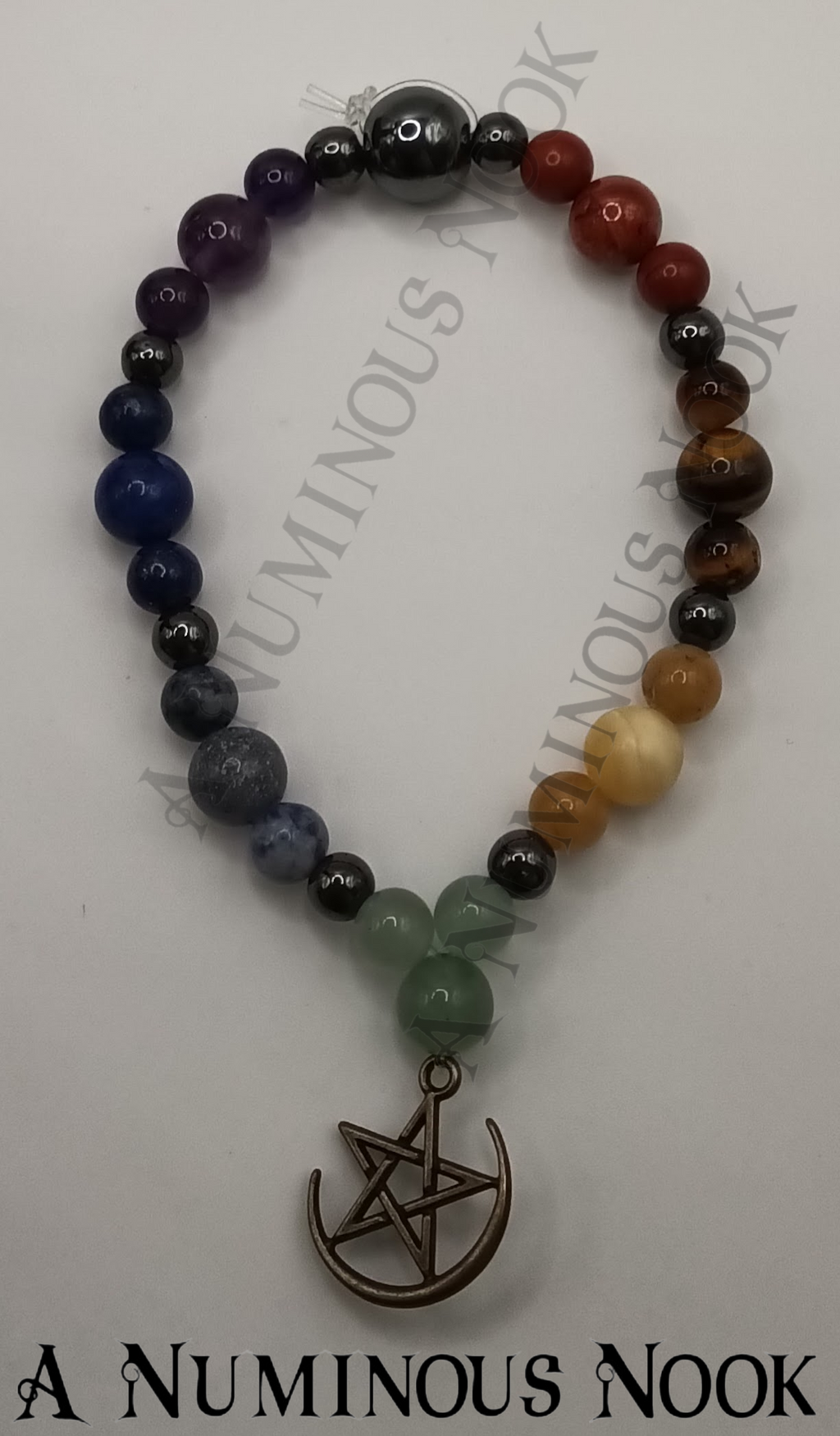 Star with half moon chakra bracelet