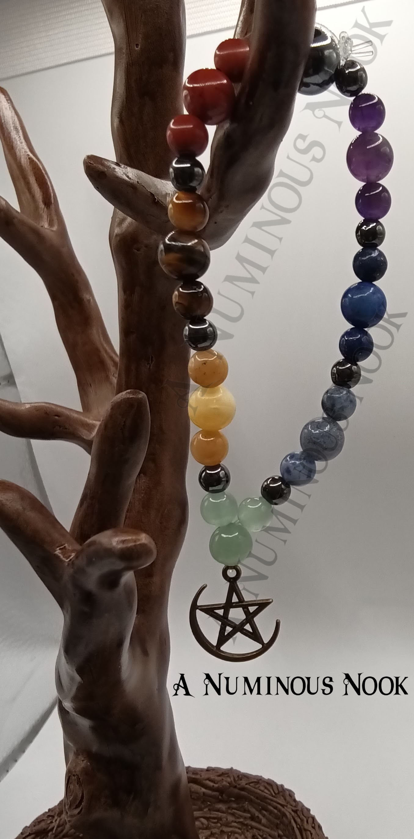 Star with half moon chakra bracelet