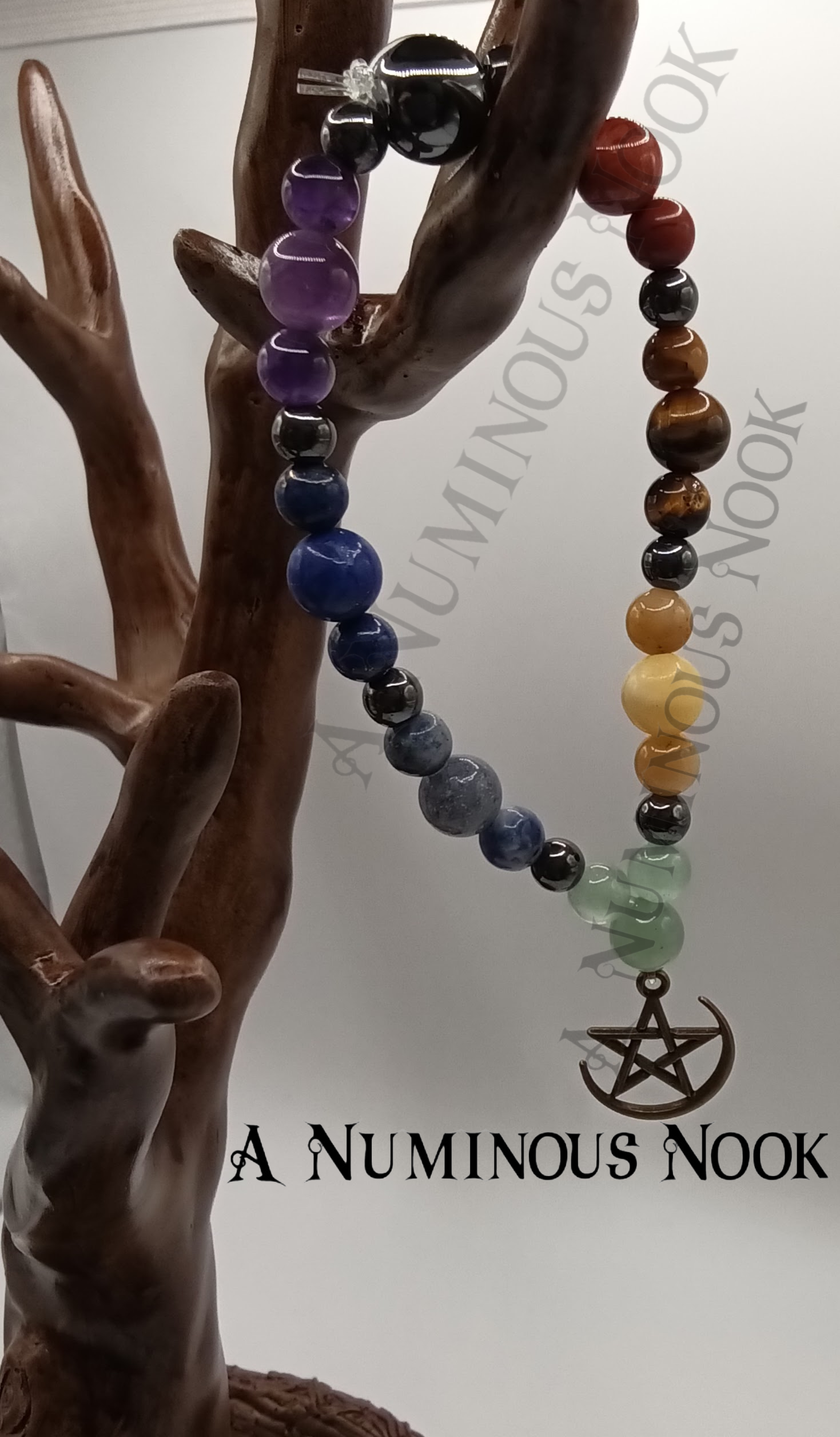 Star with half moon chakra bracelet
