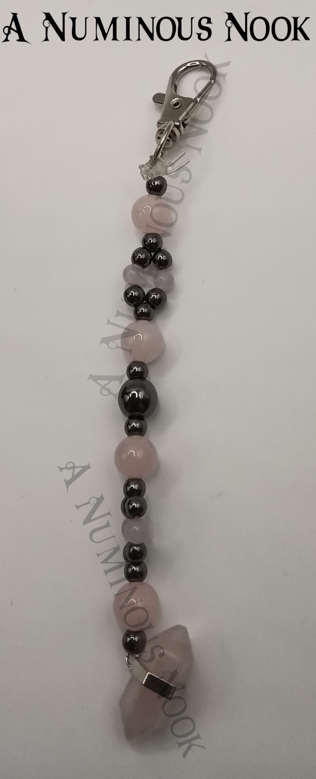 Hematite and rose quartz clip