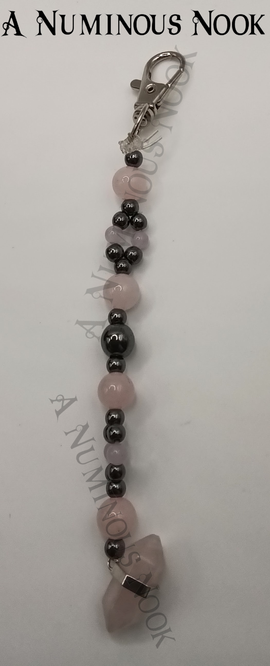 Hematite and rose quartz clip