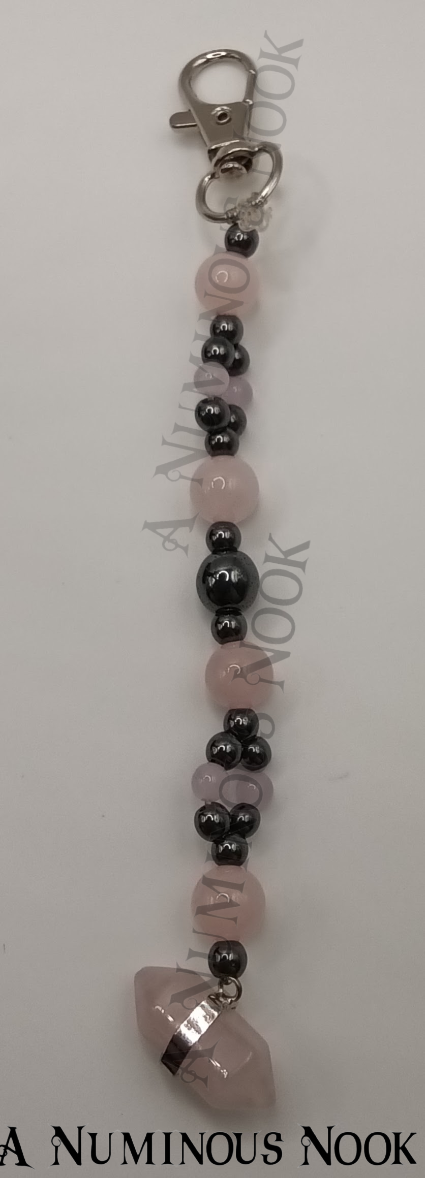 Hematite and rose quartz clip