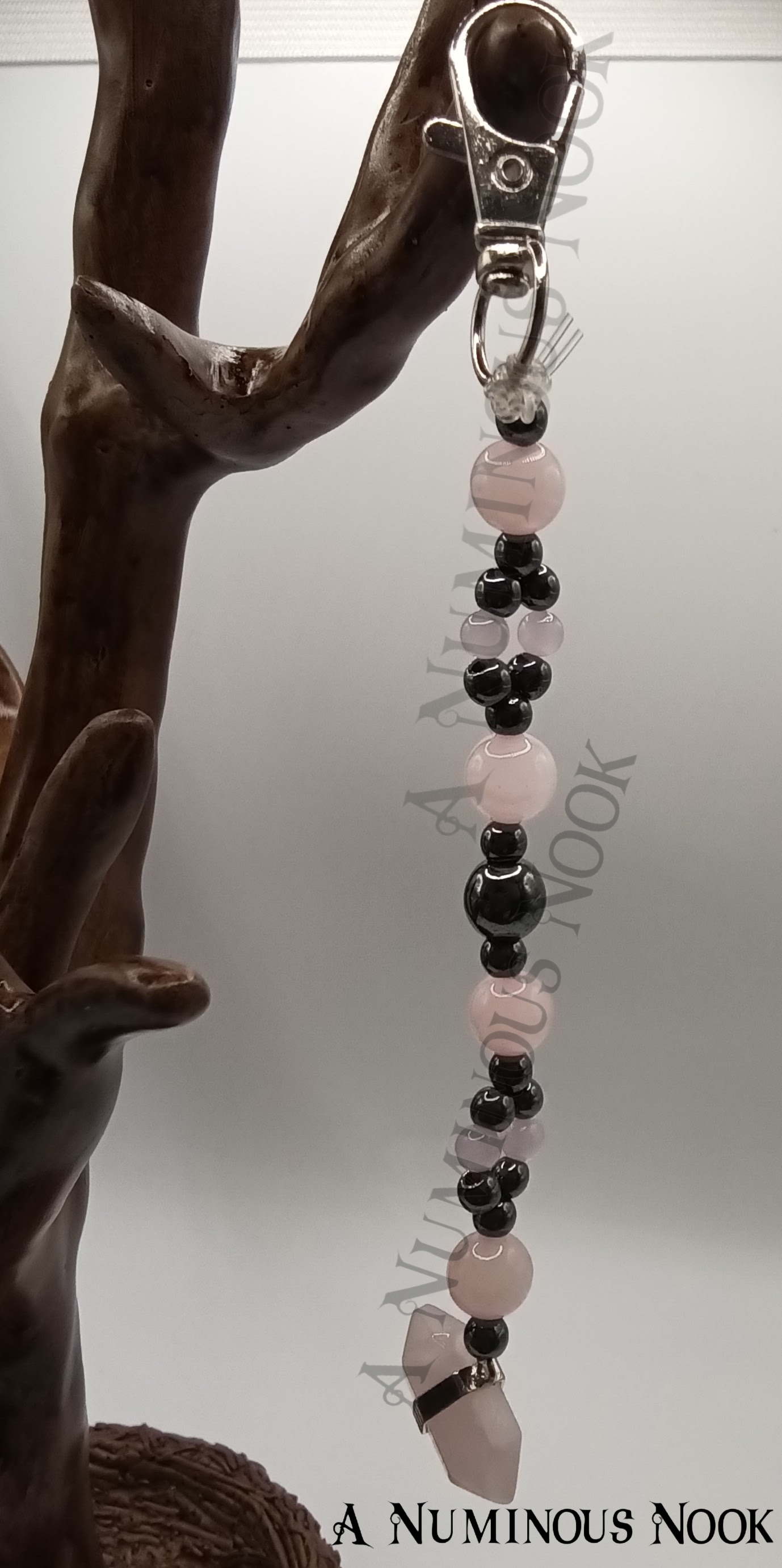 Hematite and rose quartz clip