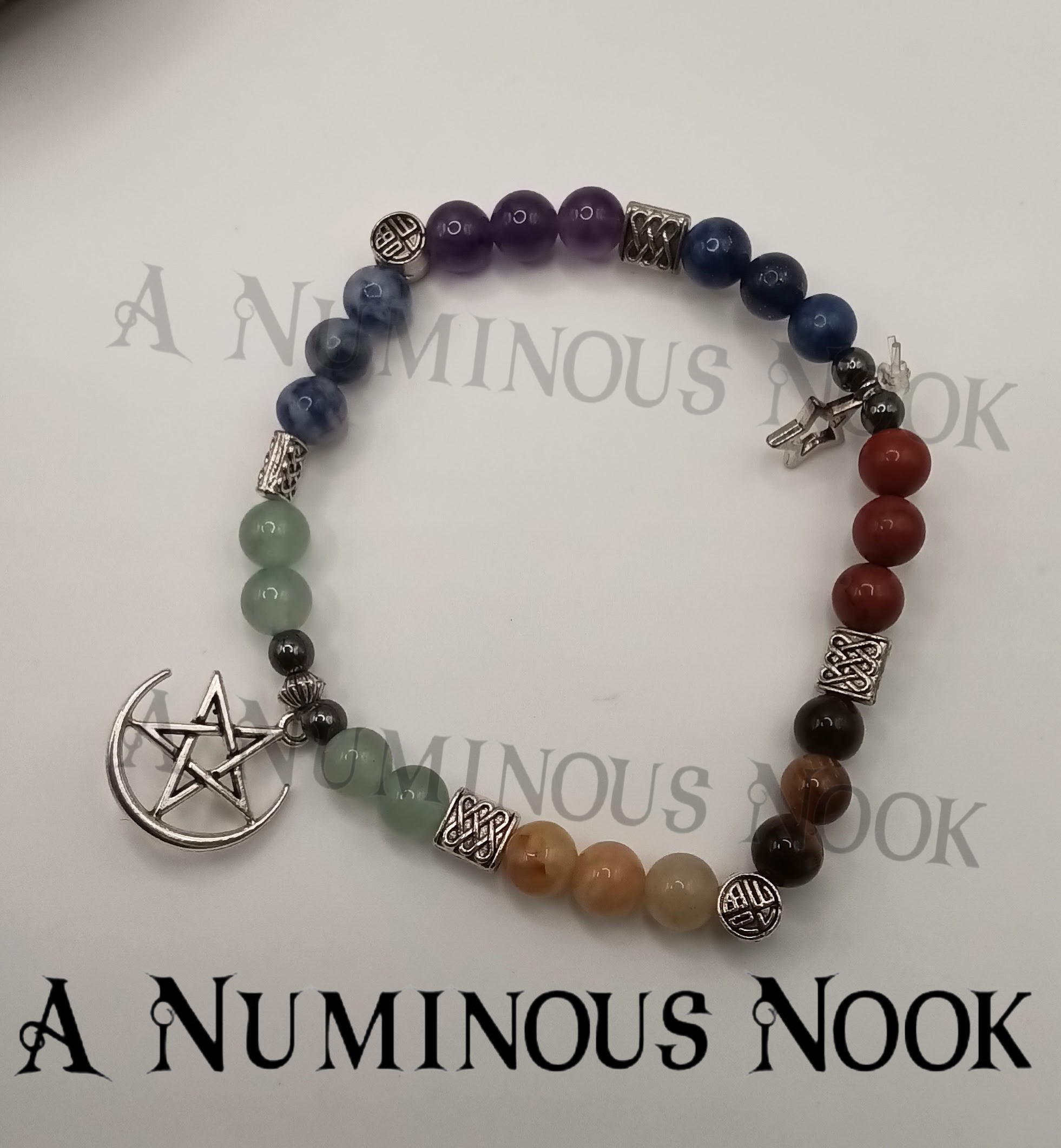 Half circle moon around star chakra bracelet