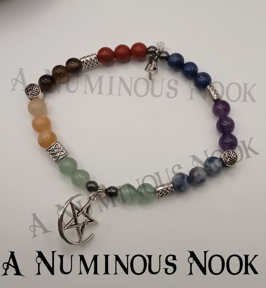 Half circle moon around star chakra bracelet