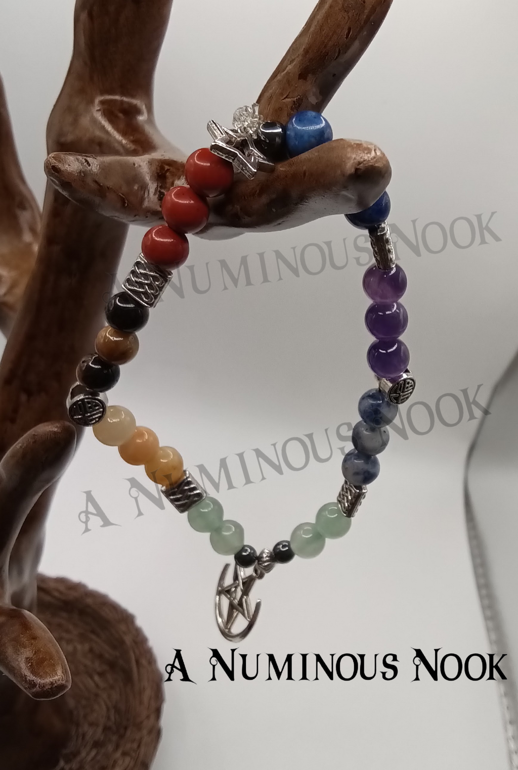 Half circle moon around star chakra bracelet