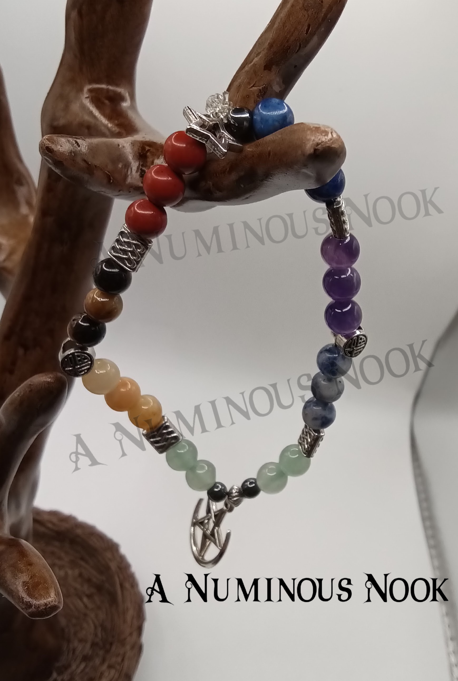 Half circle moon around star chakra bracelet