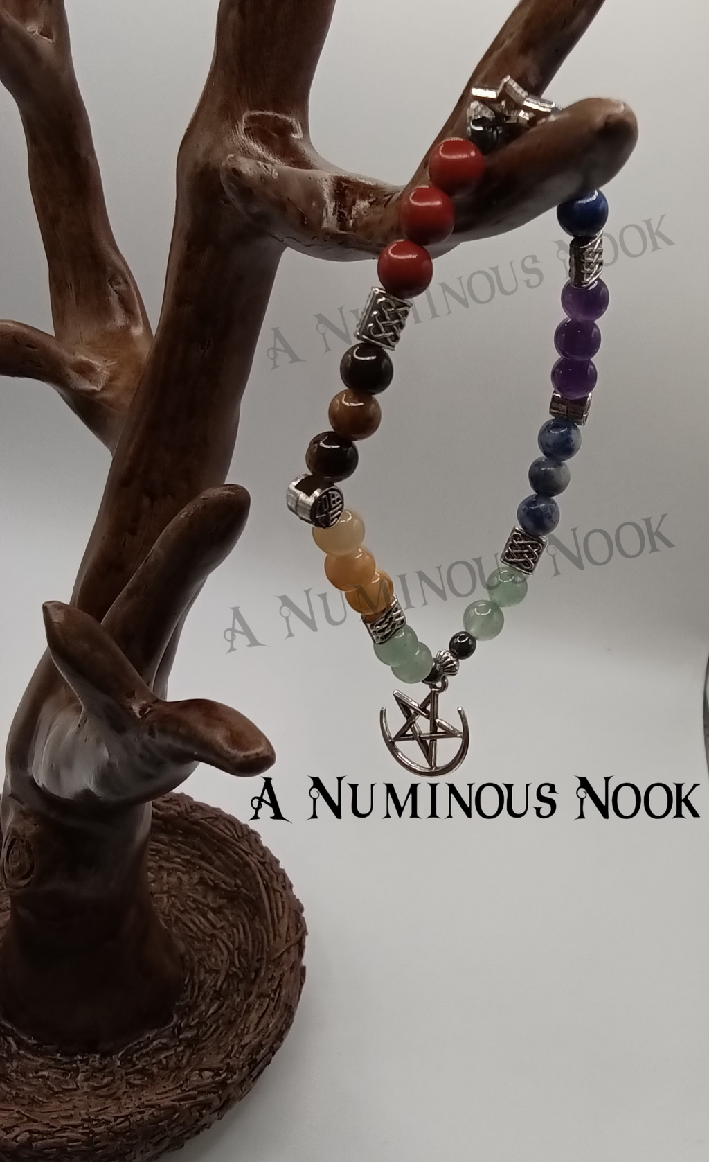 Half circle moon around star chakra bracelet