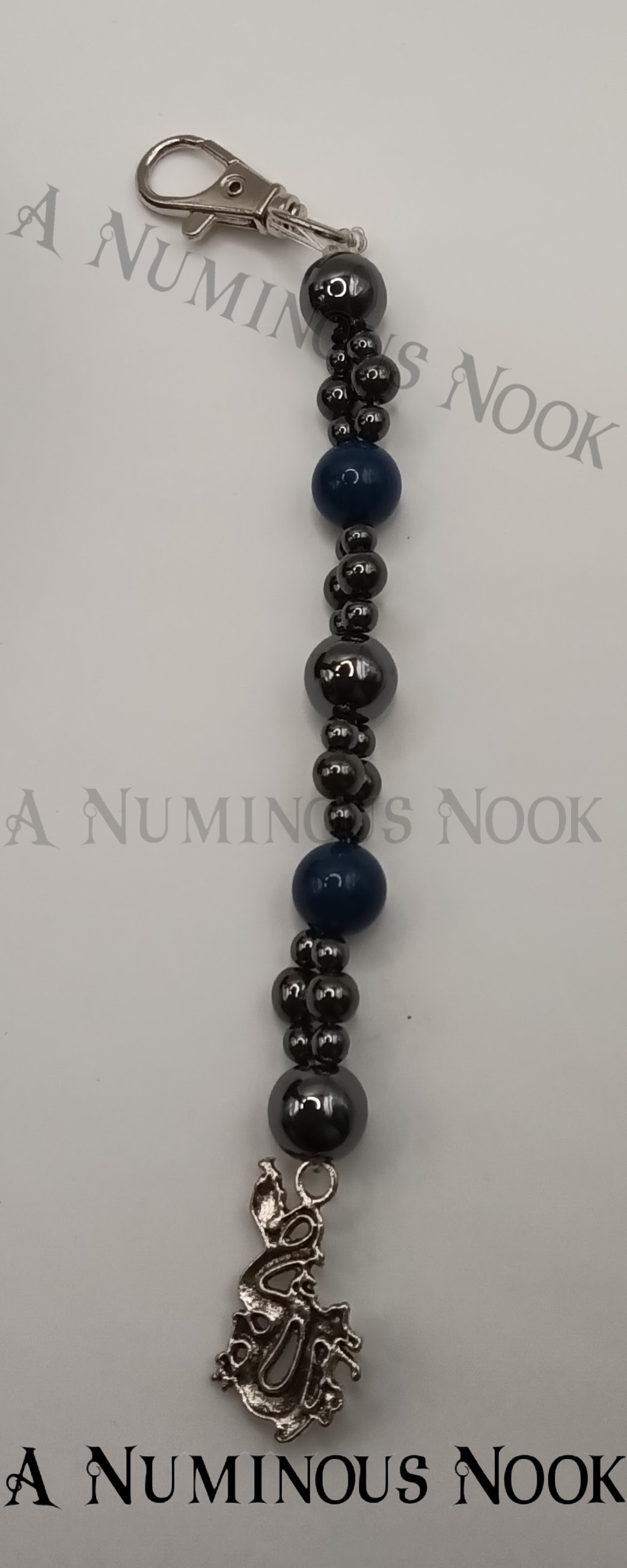 Lapis Lazuli and Hematite dragon clip