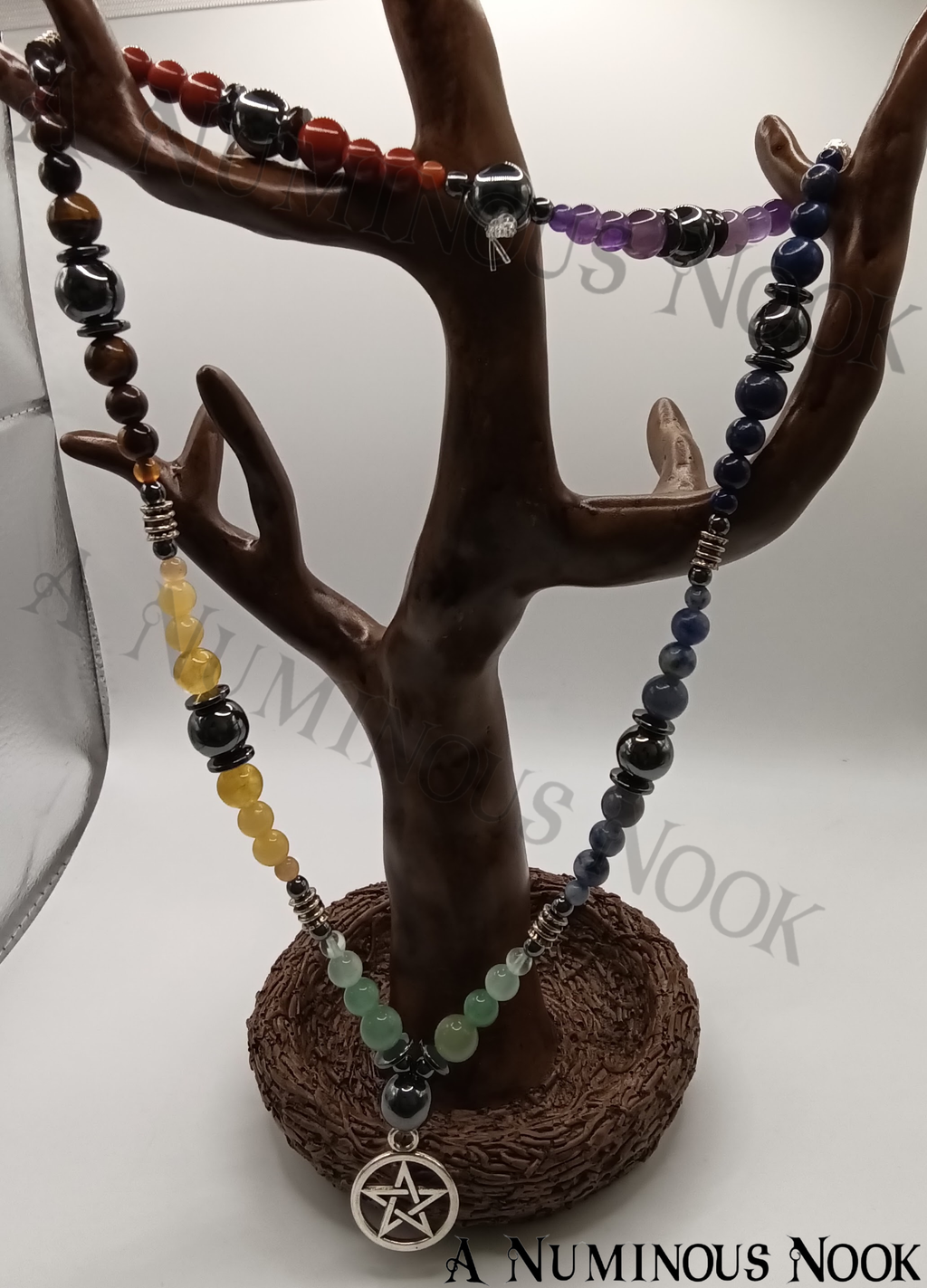 Pentagram chakra necklace
