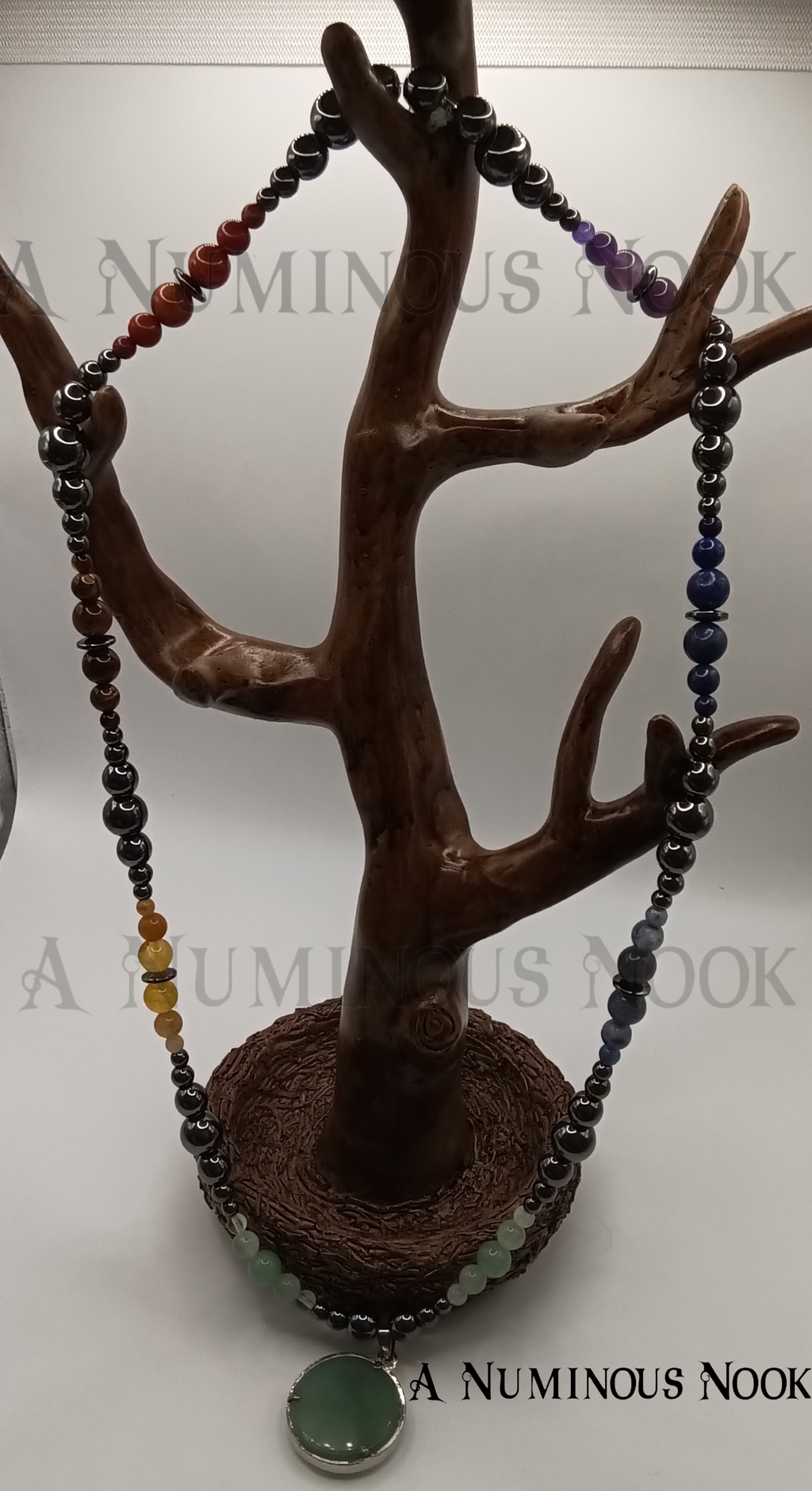 Green aventurine chakra tree necklace