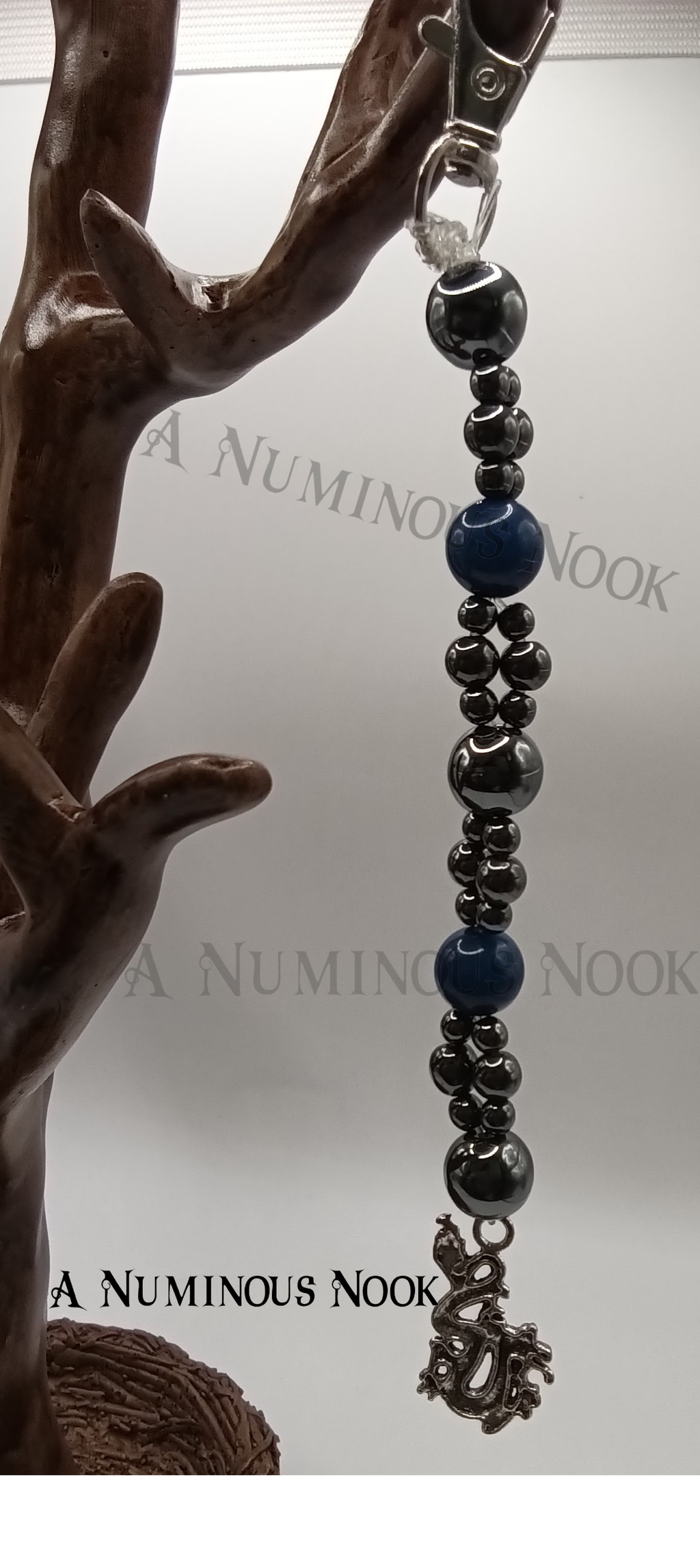 Lapis Lazuli and Hematite dragon clip